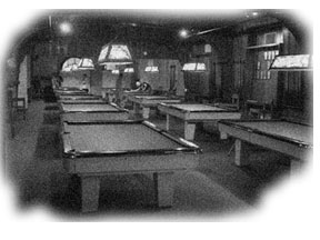 The tables in this haunted pool hall are empty and waiting for YOU!
